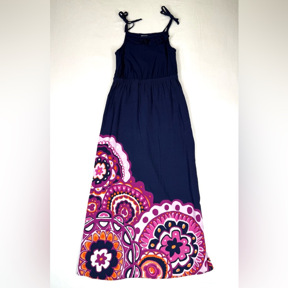 GYMBOREE Girl Navy Floral Maxi Dress‎ 6 Boho Summer Retro 2016 Bold Sundress Y2K